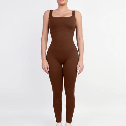 European and American One-Piece Yoga Clothing, Dance Clothing, Tummy Control, Slim Fit, Sports Elastic Tight-Fitting One-Piece Bodysuit with Chest Pad 6338
