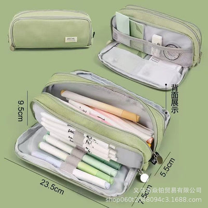Korean Style Boat-Shaped Large-Capacity Multi-Layer Oxford Pencil Bag Multi-Functional Portable Stationery Box Simple Student Storage Pencil Bag