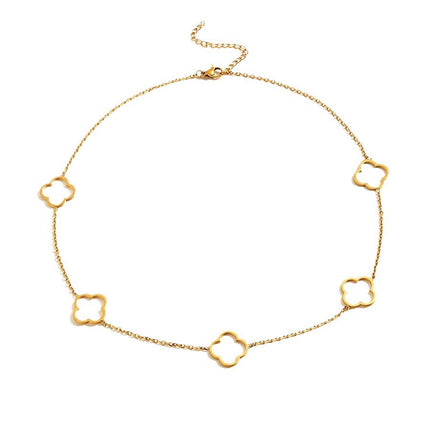 Four-Leaf Clover Clover Necklace, Cross-Border Popular Stainless Steel Vacuum Plating, 18K Non-Fading, Fashionable, Simple and Exquisite