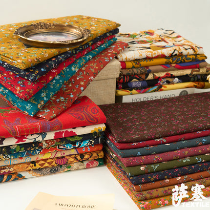 Hemp Cotton Digital Printing Fabric Printing Cotton and Linen Clothing Fabric Vintage Handmade DIY Tablecloth Patchwork Southeast Asia