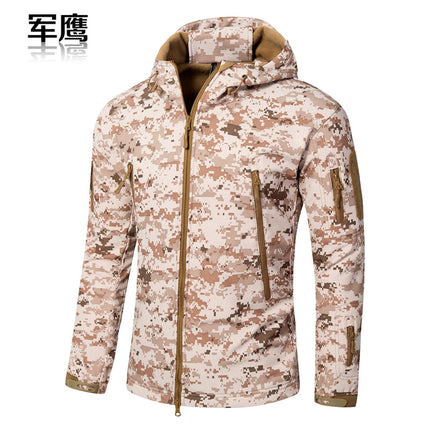 2026 Cross-Border Military Eagle Shark Skin Soft Shell Tactical Camouflage Jacket Men's Warm Breathable Wear-Resistant Military Fan Waterproof Jacket