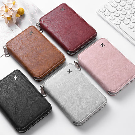 Cross-Border Zipper Document Passport Bag Large Capacity Ticket Storage Card Bag Printable Logo Fashion Travel Passport Holder