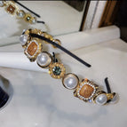 Baroque full diamond pearl square
