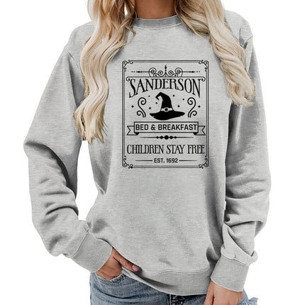 Sanderson Bed Breakfast Printed Round Neck Women's Top Sweatshirt Autumn and Winter Amazon Loose