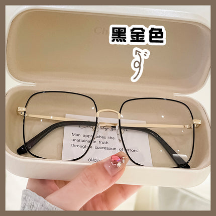 Anti-blue Light Myopia Glasses Women's Light Flat Glasses Metal Frame Internet Red Big Face Slimming Myopia Finished Glasses