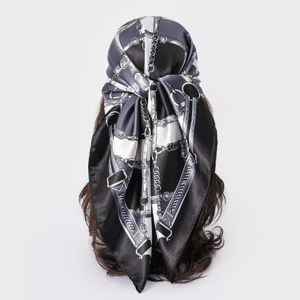 Spring and Autumn New Large Square Scarf Large Silk Scarf Decorative South Korea All-match Women's Scarf Headscarf Scarf Chic Style Hair Belt Art