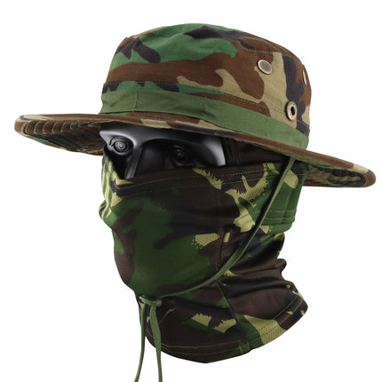 Camouflage Tactical Penny Hat suit Multifunctional Outdoor Fishing Hat Fisherman Hat Sunscreen Protective Breathable Round Edge Hat for Men