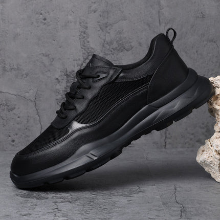 Factory direct supply net shoes men's autumn hollow breathable deodorant running tide shoes men's cowhide stitching light leisure transport