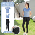 Blue [short-sleeved] three-piece suit (black pants) upgraded model---crazy sale / M