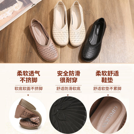 Mom's Shoes for Middle-Aged and Elderly Women, Summer 2026 New Style, Soft-Soled Leather Shoes, Breathable Non-Slip Sandals