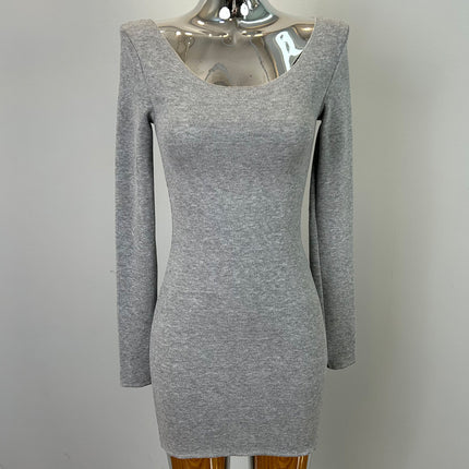 South Korea Dongdaemun Spring Summer New Winter Exquisite Curved Sexy Figure Shock Clavicle Knitted dress hc