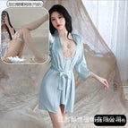 Lake blue suit + white butterfly fishnet stockings / M( 35-47.5kg )