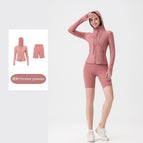 Smoke pink five-point hooded jacket suit / 2/S