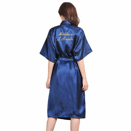 Bronzing Printing Mother of the Bride Long Cardigan Gown Bride Mother Wedding Makeup Morning Gown
