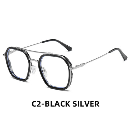 Fashion trend large frame glasses frame new anti-blue light men's and women's myopia glasses frame simple artistic flat mirror