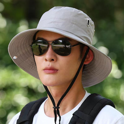 Japanese Fishing Drawstring Fisherman Hat Sun Shade Breathable Sunscreen Outdoor Mountaineering Fishing Hat Western Cowboy Hat