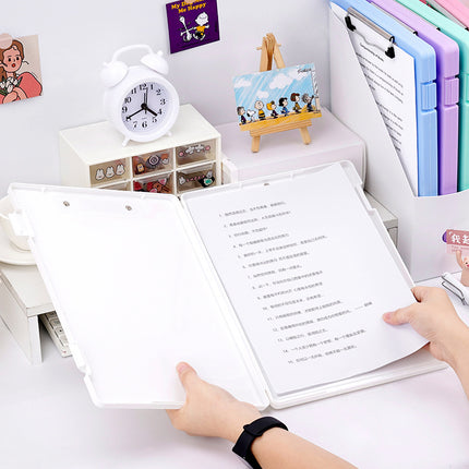 A4 File Box File Test Paper Storage File Box Multifunctional File Box Plastic Transparent Single Force Flat Folder