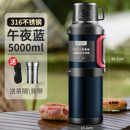 316 stainless steel outdoor thermos cup large capacity thermos pot with handle travel pot car sports double-layer water bottle