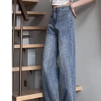 Vintage Wide-Leg Jeans for Women 2025 Spring New High-Waisted Slimming Loose Drape Floor-Length Straight Pants Trendy