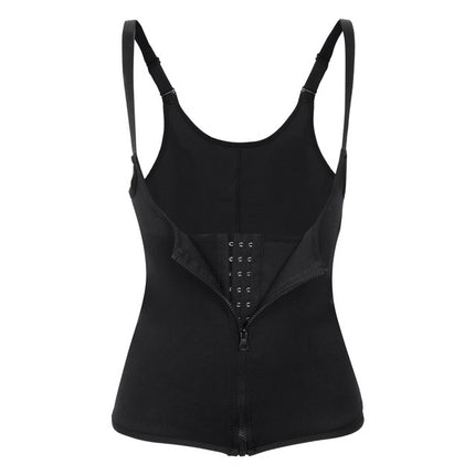 European and American plastic waist belly contracting sweat zipper vest neoprene figure Management Women's Fitness sports waist shaping clothes