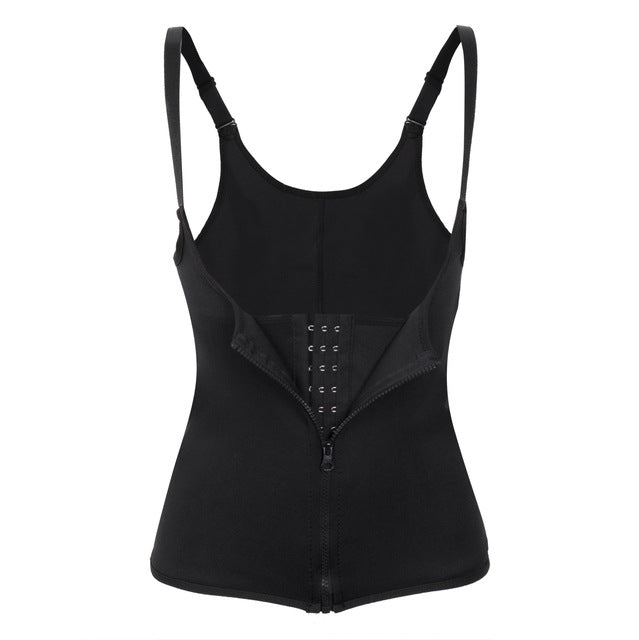 European and American plastic waist belly contracting sweat zipper vest neoprene figure Management Women's Fitness sports waist shaping clothes