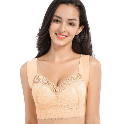 Thin Large-Size Foreign Trade Bra with Beautiful Back Design, Seamless Underwear for Plus-Size Women, Vest-Style Push-Up Bra That Makes Big Breasts Appear Smaller, Direct Sales