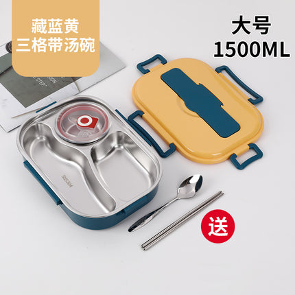 304 stainless steel student lunch box with lid office worker compartment lunch box ins style deepened heat preservation lunch box microwave oven