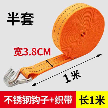 Stainless steel thickened binding belt 38mm double hook cargo packaging tensioner rope flat belt brake universal reinforcement bandage