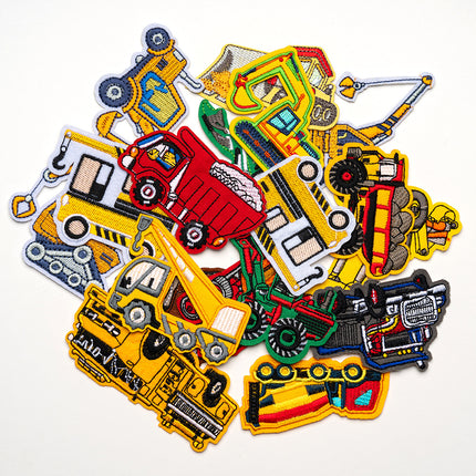 Hot-Selling Computer Embroidery Excavator Engineering Vehicle Bulldozer Cartoon Embroidery Cloth Patch No-Sew Iron-On Hot Melt Adhesive Patch