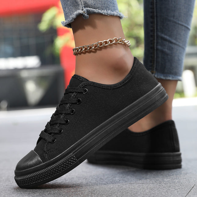 2025 Spring and Autumn New Black Canvas Shoes for Women, Casual Couple Sneakers for Men and Women, Korean Style Versatile Breathable White Shoes