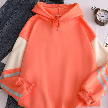 Pure Color white stitching loose casual fashion men and women fleece-lined cross-border hoodie factory direct in stock wholesale