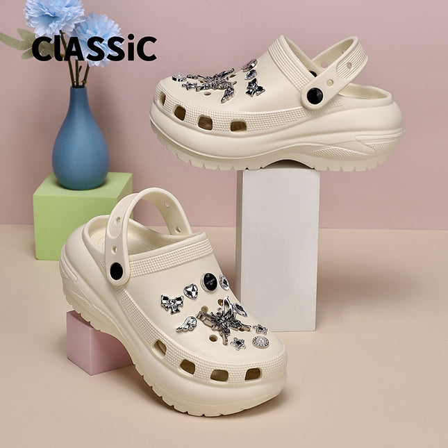 2024 New Style Cave Shoes Women's Summer Thick Sole Non-Slip Cute Blow Ball Dog Outer Wear Beach Baotou Sandals and Slippers for Women