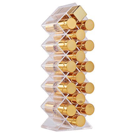 Diamond pattern lipstick storage box grid fish-shaped vertical cosmetics storage rack transparent lipstick lip glaze display rack cross-border
