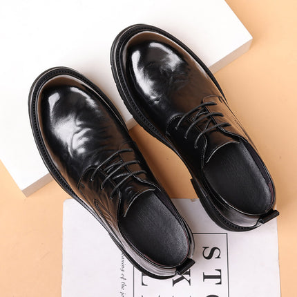 Autumn new leather shoes men's leather casual business formal wear men's shoes breathable platform big toe trendy wedding shoes
