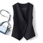 Black two-button slant bag / S