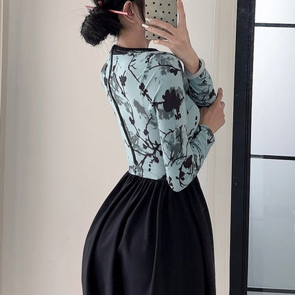 Hot Spring Chinese-style Swimsuit Women's Diving Suit Long-sleeved Trousers Slim-fit Belly-covering Conservative Steel Retro Buckle Swimsuit