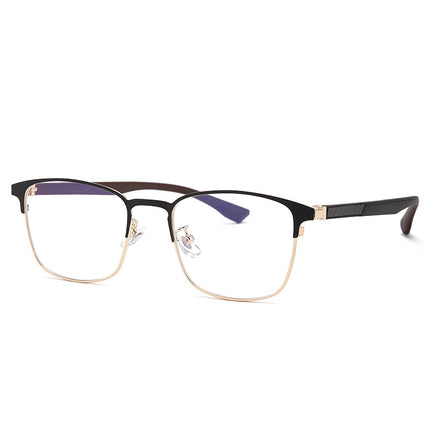 New Eyebrow Frame Metal Myopia Frame Big Face Retro Cross-Border Men's Optical Frame Spring Leg Flat Mirror Manufacturer
