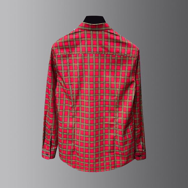 Shirt Accessible Luxury Classy Slim Classy Accessible Luxury Handsome Men's Long-Sleeved Shirt Embroidered Wheat Ears Ga Casual Plaid Lining