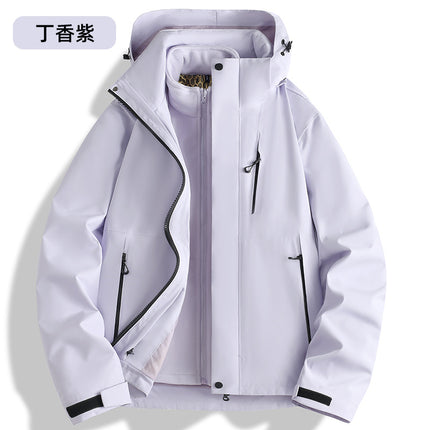 Autumn and Winter Fully Heat-Sealed Outdoor Jackets for Men and Women, Three-In-One with Detachable Fleece Lining, Windproof and Warm Mountaineering Clothing Two-Piece Set