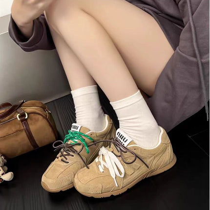Joint miu * genuine leather retro casual moral training shoes 2025 spring new Joker breathable sports shoes Forrest Gump shoes