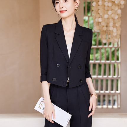 Short Blazer for Petite Women, Stylish Suit Set, 2025 New Spring and Autumn Casual Formal Two-Piece Set