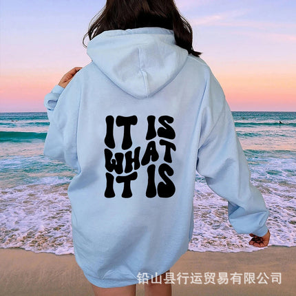 Cross-Border Export Women's Fleece Hoodie New Style Back Letter Print Hooded Sweatshirt Harajuku Hooded Top
