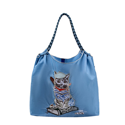 Summer Women's Nylon Bag, Versatile Cartoon Women's Bag, Fashionable Oxford Bag, Large Capacity Shopping Bag, Embroidered Shoulder Bag