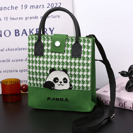 Cute Panda National Style Trendy Tote Bag Crossbody Large Handbag All-match Daily Casual Soft Rubber Handle