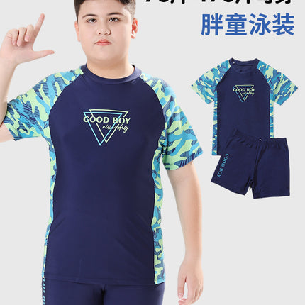 Children's Swimwear Boys' Big Children Split 2025 New Fat Children's Big Children's Hot Spring Swimming Trunks Youth Swimming suit