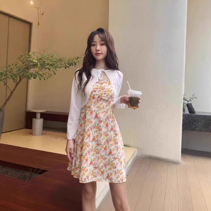 Dopamine 2025 All-match Ins Style suit Sling Sweet Floral dress Slimming Cardigan Summer New Skirt