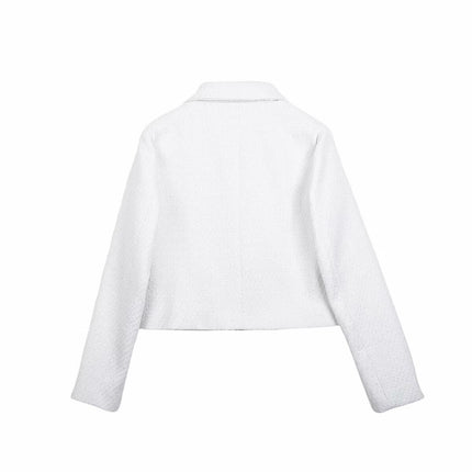 Women's 2025 Spring/Summer New Fashion Simple Elegant Pocket Decorated Lapel Jacket 2133104
