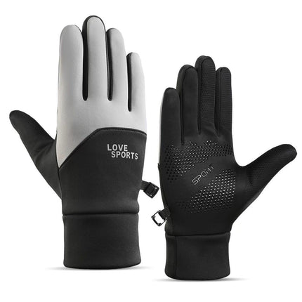 Autumn and Winter Lightweight Windproof, Waterproof, Anti-Slip Touch Screen Winter Outdoor Sports Cycling Fleece-Lined Thickeneded Warm Gloves