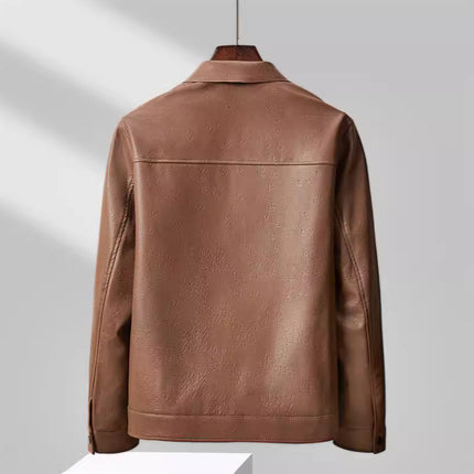 Longdafei New Products Counter Same Style Men's Fashion Casual Lapel Printed Leather Jacket Coat Men's S11228Q3