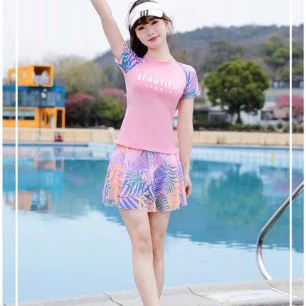2025 Swimsuit Women's Split Conservative Belly-Covering Slimming Look Boxer Skirt Sports Style Student Hot Spring Korean Swimsuit